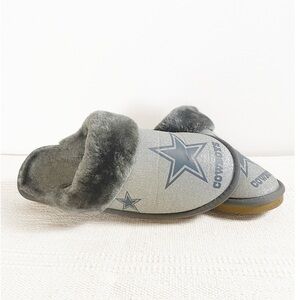 Dallas Cowboys Glitter Open Back Slippers Faux Fur Womens size XL (11 / 12)